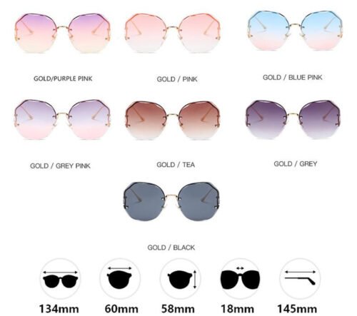 2022  Fashion Tea Gradient Sunglasses Women Ocean Water Cut Trimmed Lens Metal Curved Temples Sun Glasses Female UV400 3