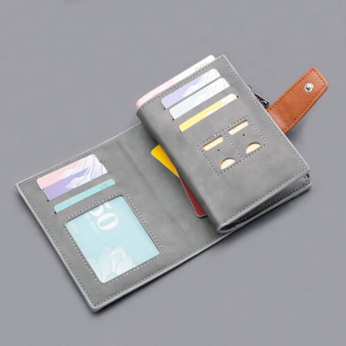 Men Wallet Canvas and PU Leather Gray/blue/black Short Male Purse Hasp/zipper Credit Card Holder Case Wallet for Men Money Bag 3