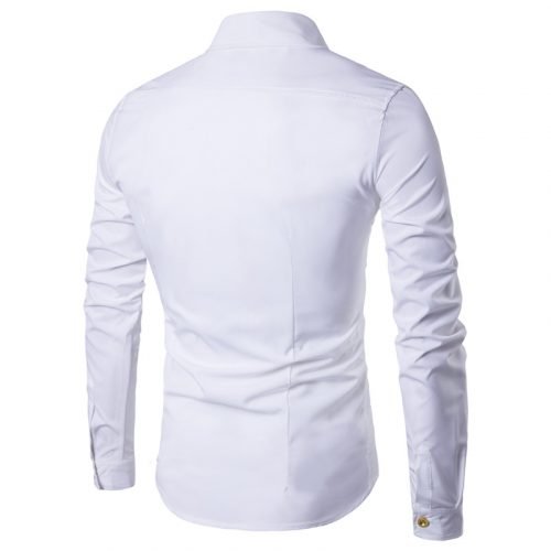 Spring Shirts Men Personality Oblique Button Irregular Double Breasted Men  Long Sleeve Camisa Masculina Male Slim Fit Shirt 5