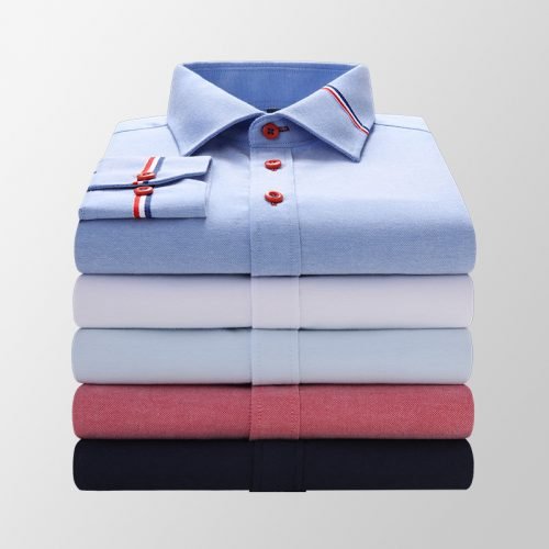 Quality Men's Long Sleeve Oxford Striped Casual Shirt Front Patch Regular-fit Button down Collar Thick Work Shirts 3