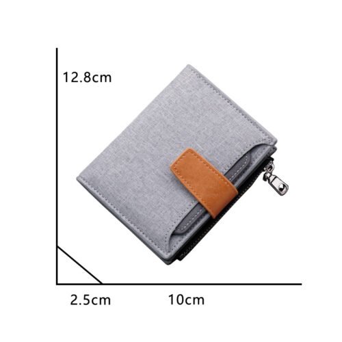 Men Wallet Canvas and PU Leather Gray/blue/black Short Male Purse Hasp/zipper Credit Card Holder Case Wallet for Men Money Bag 6