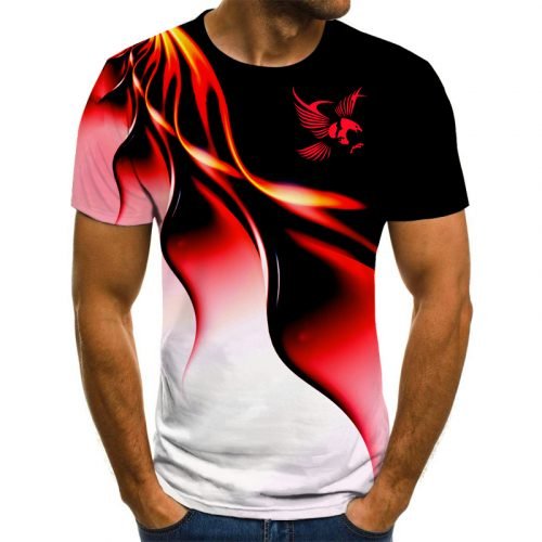 Fashion summer t-shirt men's 2021 3D Eagle print men's T-shirt breathable street style stitching print t-shirt men's size 6XL 3