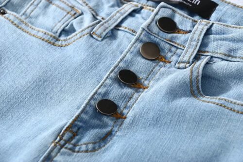 2020 Vintage Skinny Four Buttons High Waist Pencil Jeans Women Slim Fit Stretch Denim Pants Full Length Denim Tight Trousers 5