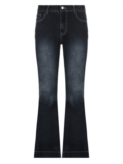 Low Waisted Y2K Flare Jeans Aesthetic Retro 2000s Cute Denim Sweatpants Streetwear Fashion Harajuku Casual Capris Cuteandpsycho 6