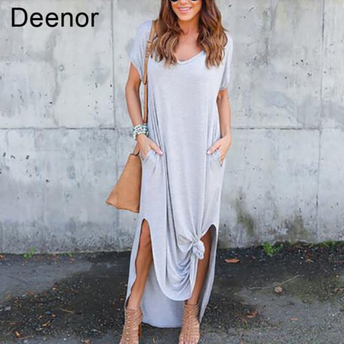 Plus Size 5XL Sexy Women Dress Summer 2021 Solid Casual Short Sleeve Maxi Dress For Women Long Dress Free Shipping Lady Dresses 5