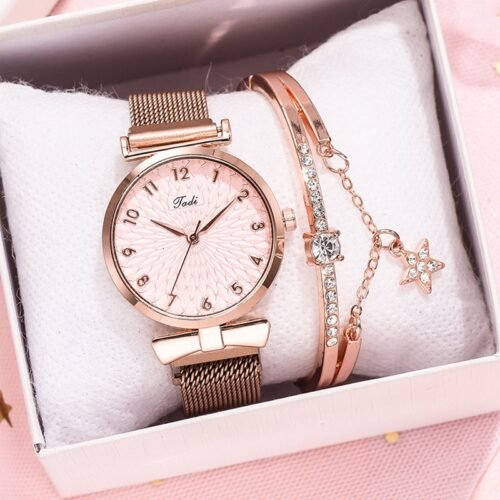 Luxury Women Bracelet Quartz Watches For Women Magnetic Watch Ladies Sports Dress Pink Dial Wrist Watch Clock Relogio Feminino 6
