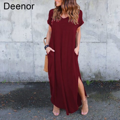 Plus Size 5XL Sexy Women Dress Summer 2021 Solid Casual Short Sleeve Maxi Dress For Women Long Dress Free Shipping Lady Dresses 4
