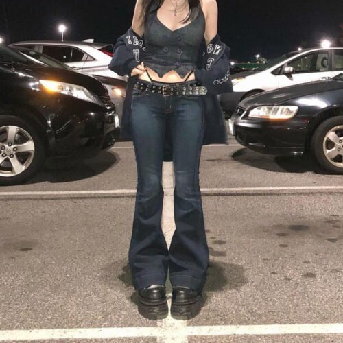 Flare Jeans Women's Low Waist Trousers Vintage Aesthetic Denim Pants Streetwear Mom Casual Korean Fashion Cyber Y2k Grunge Jeans 6